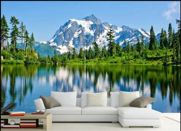 

wallpapers custom 3d murals wallpaper for walls 3 d idyllic forest scenery lake light mountain tv background wall papers home decor