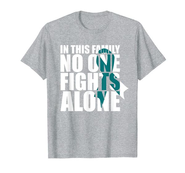 

in this family no one fights alone-cervical cancer awareness t-shirt, White;black