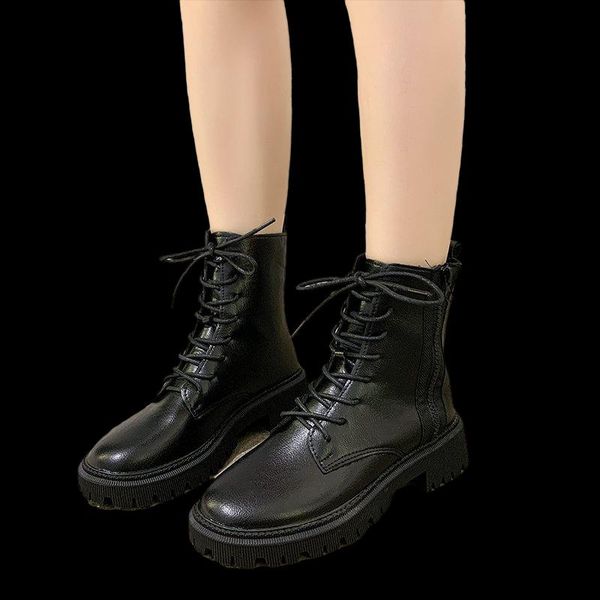

boots women ankle warm plush solid thick bottom ladies snow slip on waterproof comfort non female winter shoes, Black