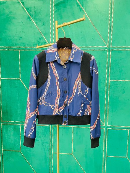 

21ss luxury women jackets autumn classic presbyopia chain printing leisure coat female outwear size sml double-sided wear, Black;brown