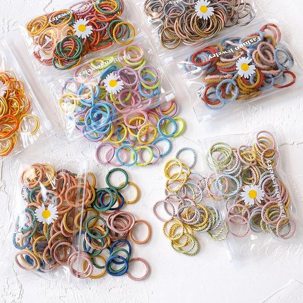 

hair accessories xwen 100/200 pcs/bag girls cute colors elastic bands baby children lovely scrunchies rubber kids, Slivery;white