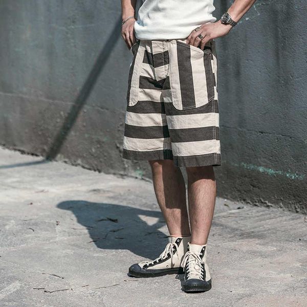

men's shorts non black stock white prison striped vintage relaxed fit work pants, White;black