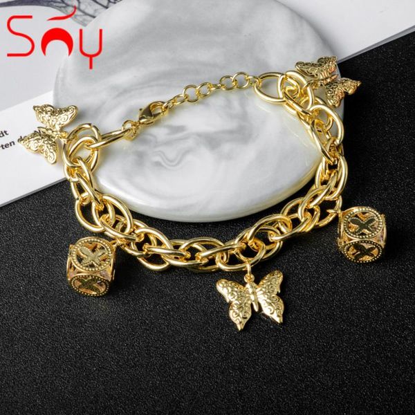 

charm bracelets sunny jewelry butterfly romantic for women hand chains link chain ball bracelet engagement gift, Golden;silver
