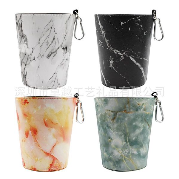 

jewelry pouches, bags marbling leather sundries wastebasket car portable trash can household reception room cosmetic storage bin, Pink;blue