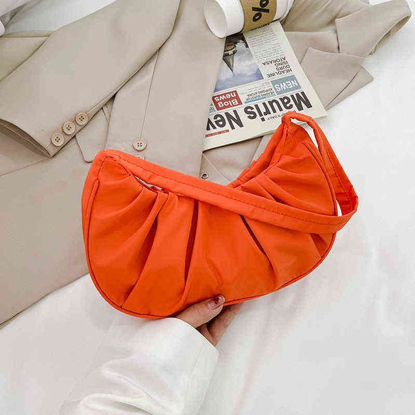 

nxy handbag women s pleated cloud bag nylon orange green white small purses and handbags hit fashion female shoulder armpit bags 0208