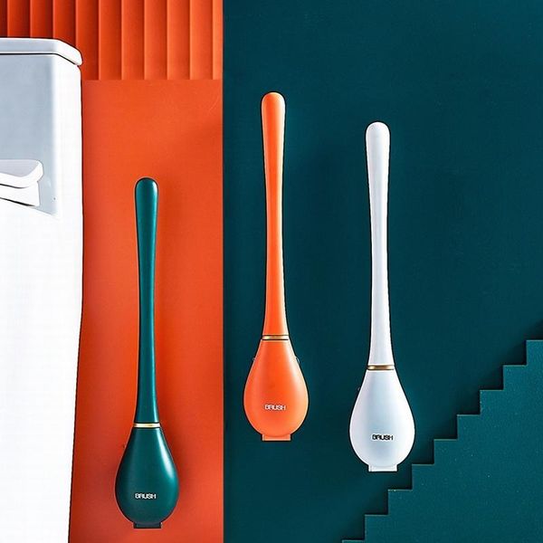 

bath accessory set creativity silica gel toilet brush automatic open and close good-looking hanging on the wall bathroom cleaning