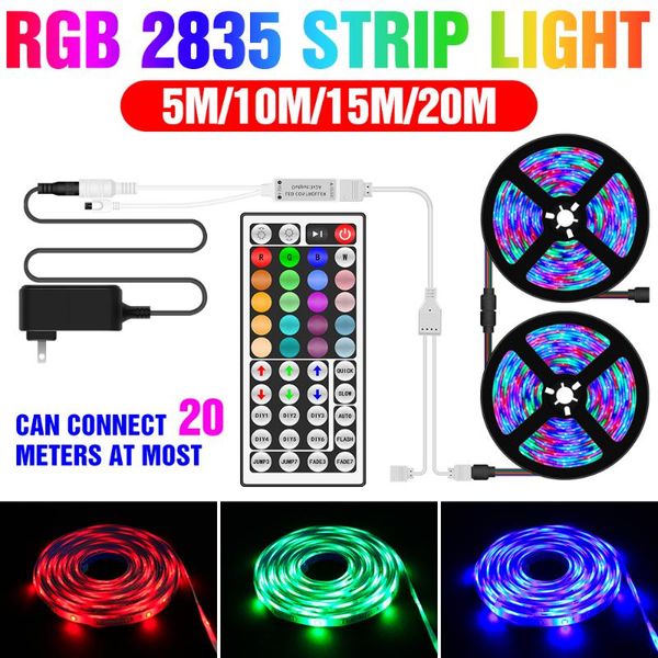 

strip light rgb ribbon diode tape lamp 2835 tv backlight 5m 10m 15m 20m colorful lights bedroom wall decor strips led