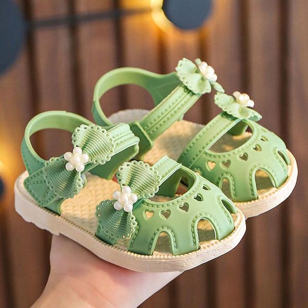 

sandals children's anti slip soft sole 2021 summer fashion net red baotou shoes footwear girl's slipper, Black;red