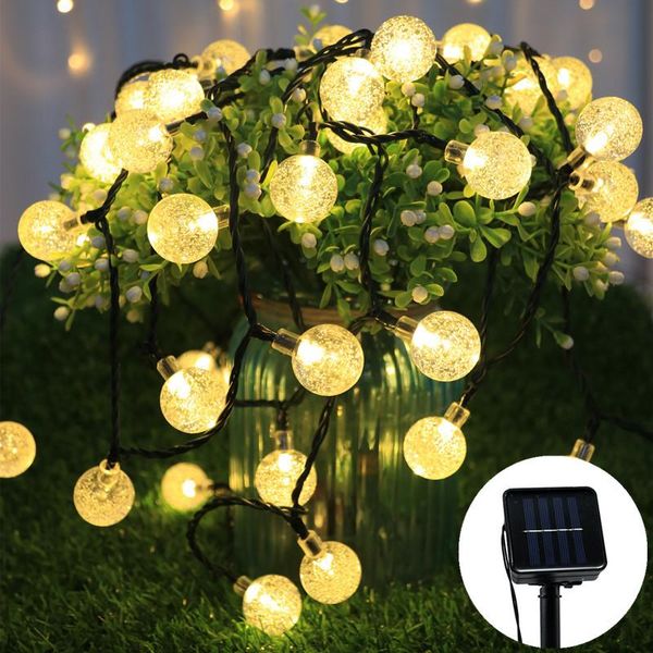 

strings solar led crystal ball string light 10m waterproof fairy lights christmas wedding garland garden lawn tree outdoor decoration