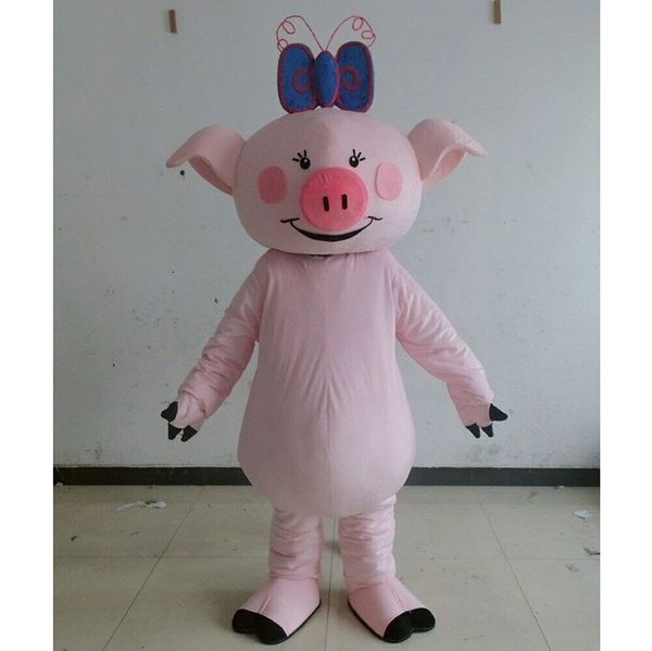 

halloween pink pig mascot costume cartoon theme character carnival festival fancy dress xmas adults size birthday party outdoor outfit, Red;yellow