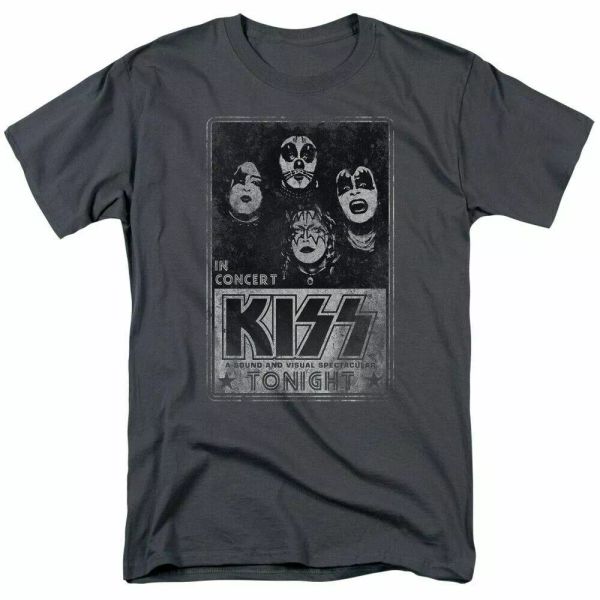

kiss live t shirt mens licensed rock band tee charcoal, White;black