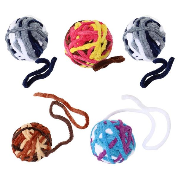 

5pcs pet kitten cat woolen yarn toys with bells interactive chewing