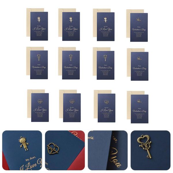 

12pcs valentine's day blessing cards greeting with envelope random pattern