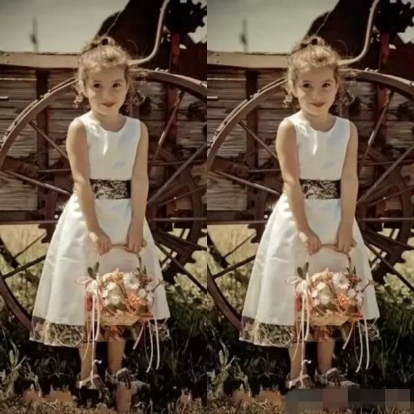 

new white camo a line flower girl dresses for wedding party evening dress jewel neck zipper back tea length custom made m272, White;blue