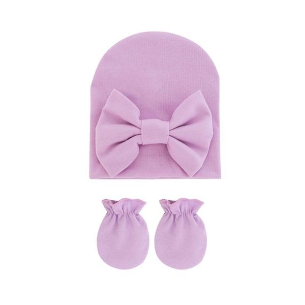 

children's mittens baby bowknot hat no scratch gloves foot cover set infants soft cotton, White