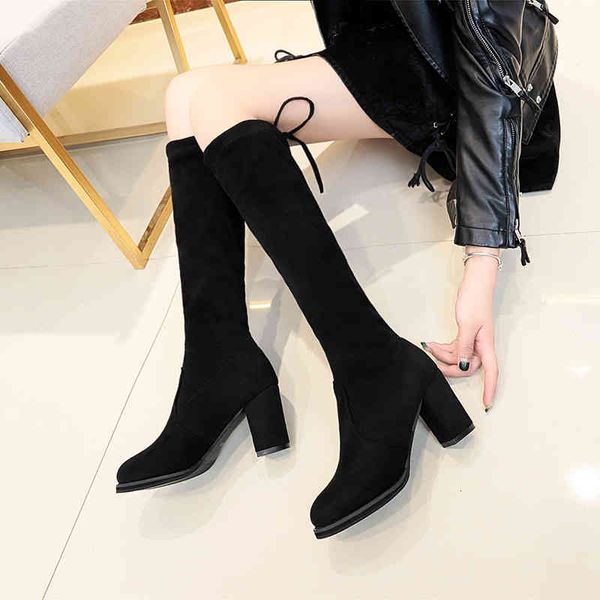 

zapatos grueso mujer, botas de tacn alto, color negro, para invierno,, Black