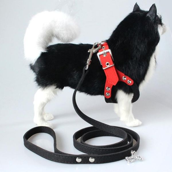 

dog collars & leashes adjustable chest harness for dogs supplies soft suede leather small pet puppies chihuahua yorkie teddy pup puppy