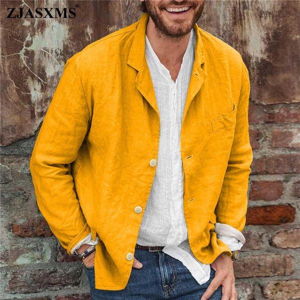 

men's suits & blazers men casual turn-down collar solid simple coat spring single breasted button cardigan autumn long sleeve cotton ou, White;black