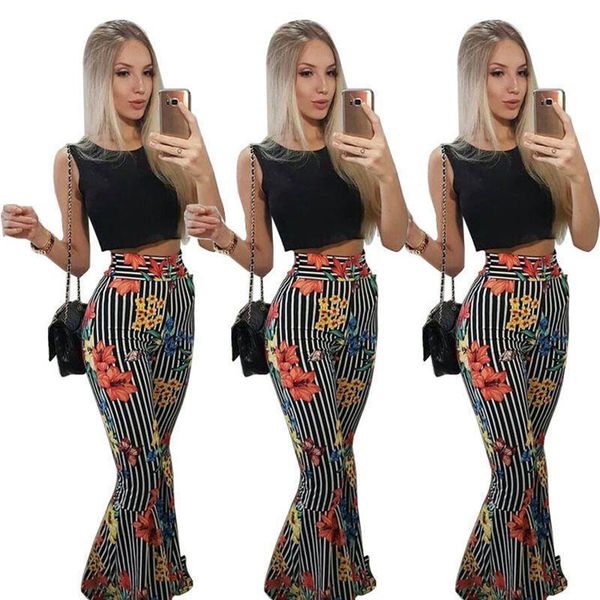 

striped print loose full women tracksuits pants crop summer 2 piece for female two pieces sets womens suits s, Gray