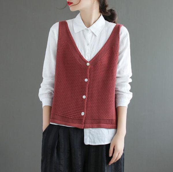 

women's vests autumn spring women solid color hollow out casual knit female single breasted, Black;white
