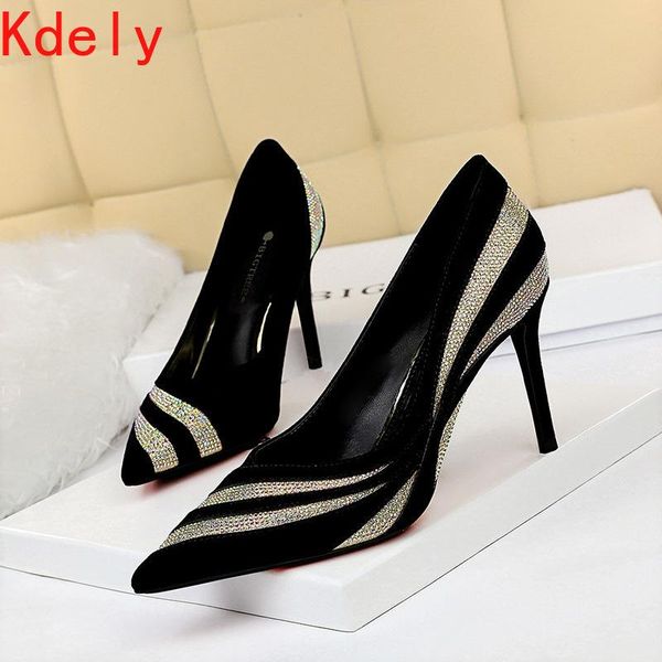 

high heels shoes women brand design night club rhinestone pumps party wedding dress, Black