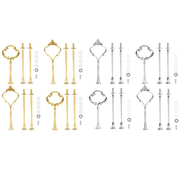 

other bakeware 4 set of 3 tier cake plate stand handle hardware, 2 styles tiered