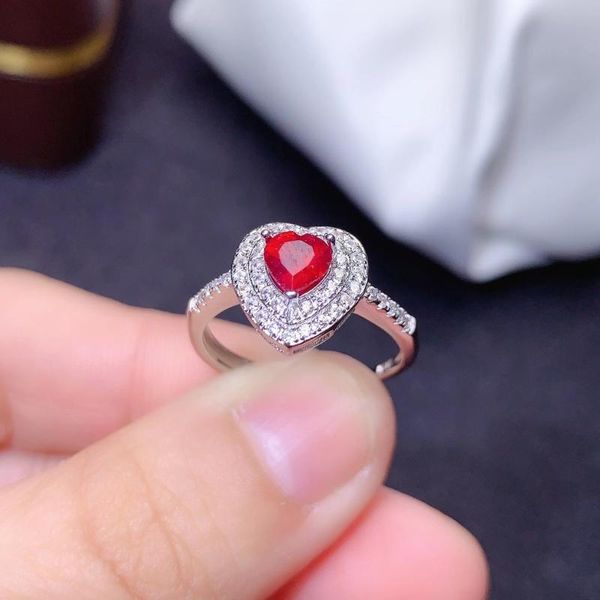 

cluster rings natural real ruby ring per jewelry 925 sterling silver 5mm*5mm gemstone fine for men or women, Golden;silver