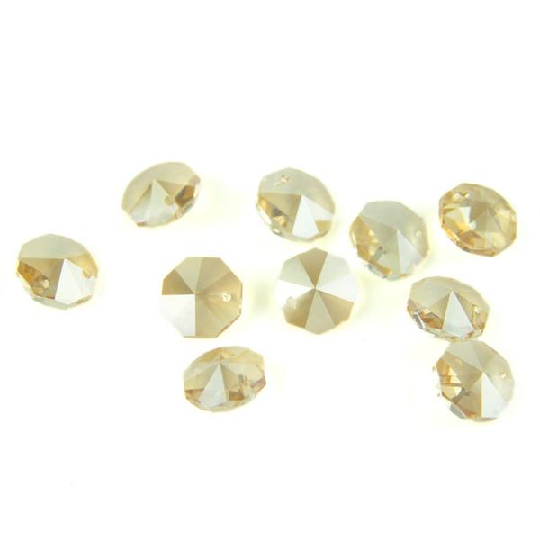 

2000pcs/lot 14mm crystal glass octagon gold champagne beads in 1 hole for wedding/party strands & chandelier bead