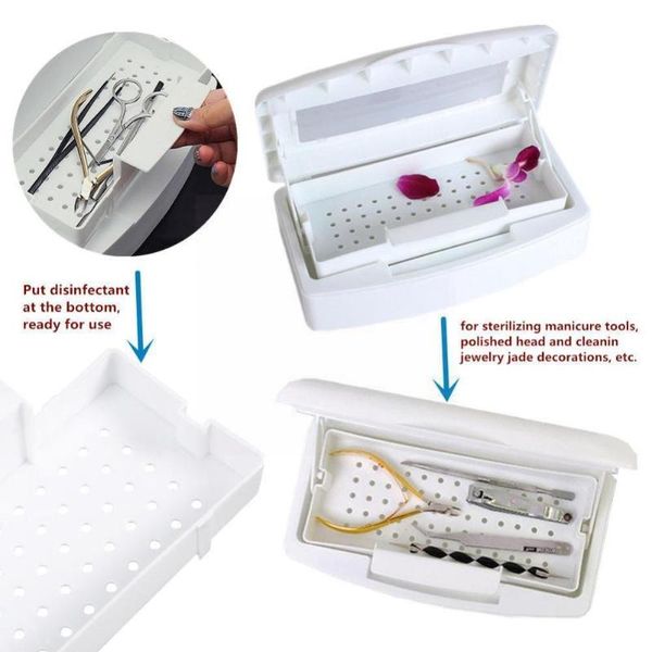 

storage bottles & jars 1pc nail sterilizer tray disinfection box salon art tweezers cleaner equipment set nipper sanitize tools mani n1k6