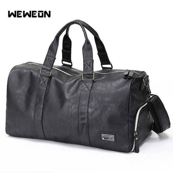 

duffel bags leather durable travel/luggage duffle bag men's storage pu for male with shoes compartment military muscle large travel