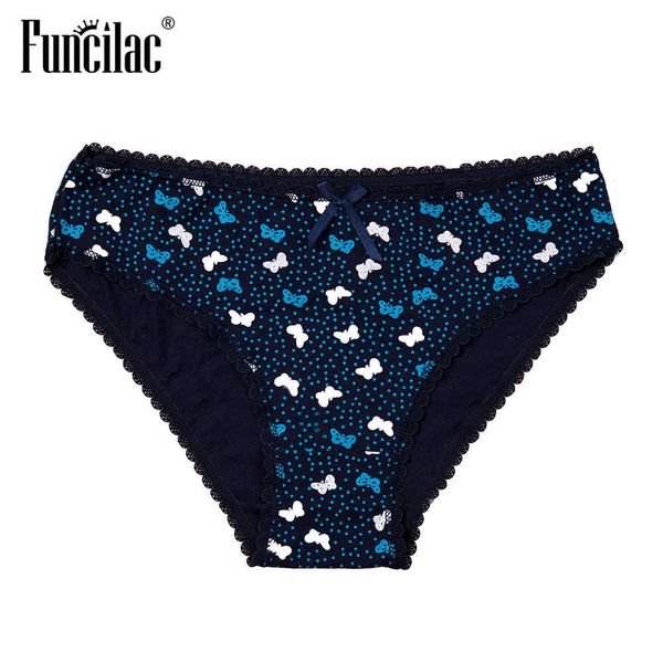 

women's panties cotton bikini briefs lace female underwear butterfly print lingerie plus size intimates 1 piece funcilac, Black;white