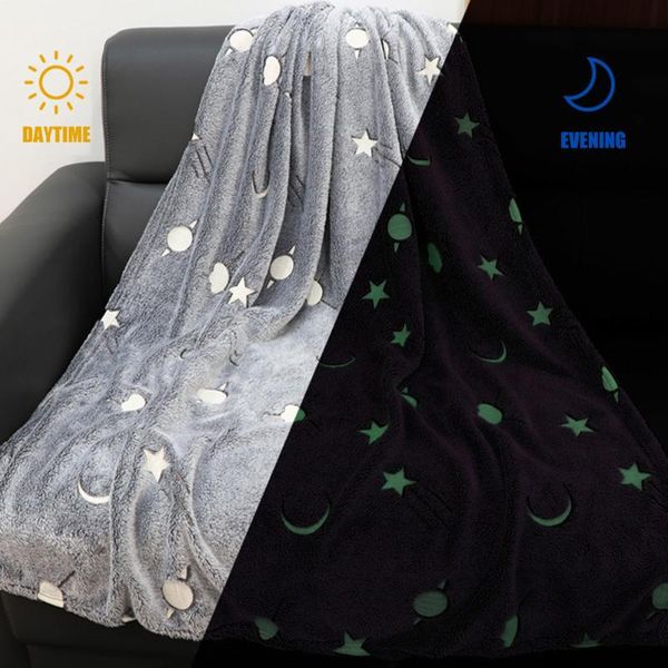 

blankets polyester fiber blanket stars moon plush warm siesta sofa luminous