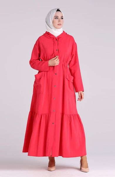 

minahill hooded snaps ferace 3191-06 coral ethnic clothing, Red