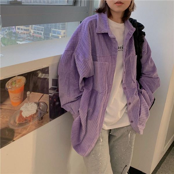 

women's jackets retro corduroy coat women single breasted oversized 2 colors fashion female loose casual outwear, Black;brown