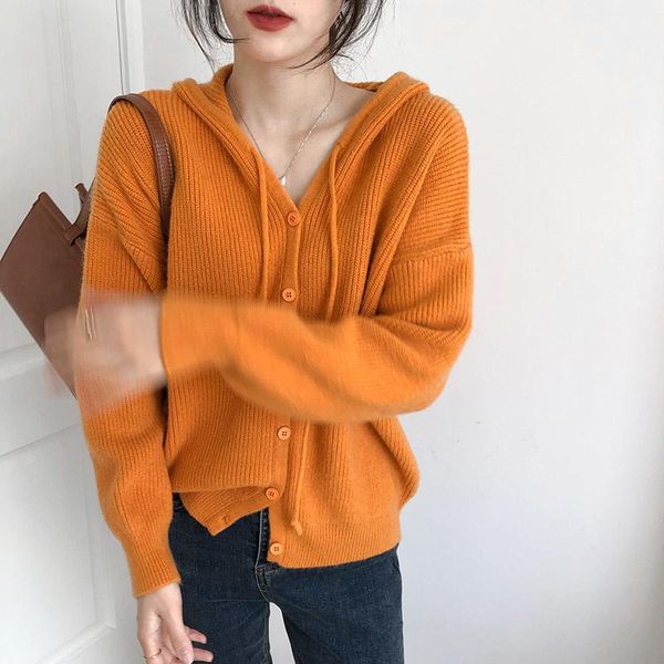 

women's sweaters cmaz 2021 spring thickened sweater loose outer wear autumn and winter korean style all-matching knitted cardigan coat, White;black