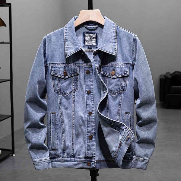 

men's jackets autumn blue casual denim jacket fashion classic style cotton elasticity coat male brand clothes k2m1, Black;brown