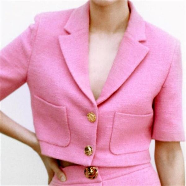 

baldauren women 2021 fashion small fragrant breasted textured short solid color suit collar sleeve jacket streetwear women's jackets, Black;brown