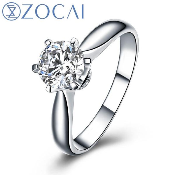 

century classic natural real 1.0 ct certified f-g/si round cut diamond engagement women ring 18k white gold (au750) w04354 cluster rings, Golden;silver