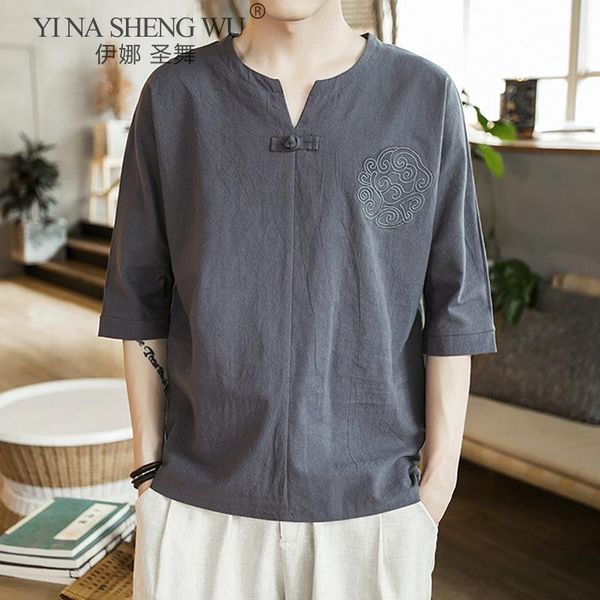 

kimono japanese men v-neck half sleeve t-shirts japan harajuku style short shirt yukata cardigan costumes summer loose thin ethnic cloth, Red