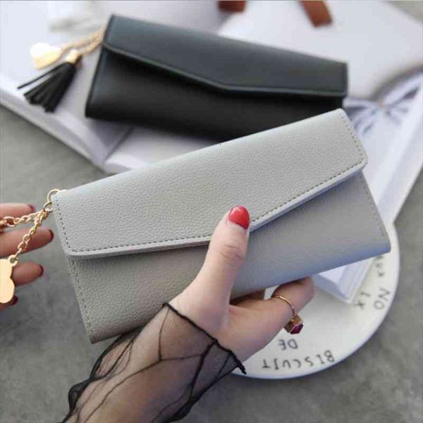 

fashion womens wallets simple zipper purses tassel black white red long section clutch wallet soft pu leather money bag, Red;black