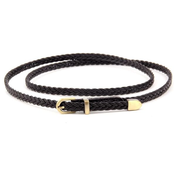 

belts women thin waist belt pu leathe braid weave all-match pin jrdh889, Black;brown