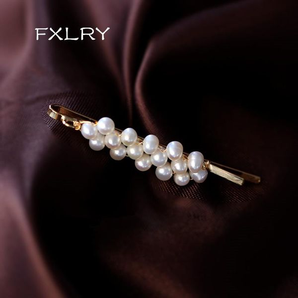 

hair clips & barrettes fxlry original handmade natural pearl exquisite hairpin side clip headdress, Golden;silver