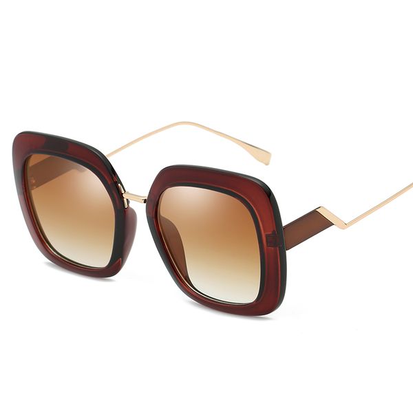 

new lady retro brand designer sunglasses retro design big face square frame gold frame uv400 lens ladies hd sunglasses with box, White;black