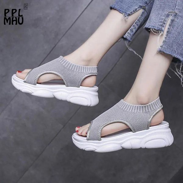 

sandals stretch fabric sports 2021summer leisure non-slip light casual women platform shoes classic comfort slip-on sneakers, Black