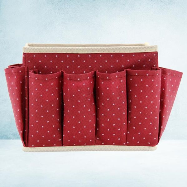 

non-woven fabric cosmetics storage box 3 sides attached with pockets for deskorganzing (claret) boxes & bins