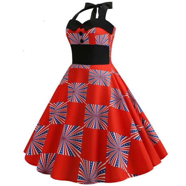 

sleeveless casual dresses halter independent hepburn print dress, Black;gray