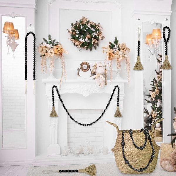 

decorative objects & figurines home decor boho macrame diy natural wooden handmade room beads garlands black farmhouse with jute rustic tass