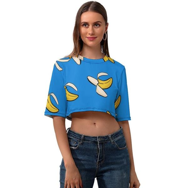 

women's t-shirt banana crop t shirt street style funny woman short sleeve print o neck polyester tee, White
