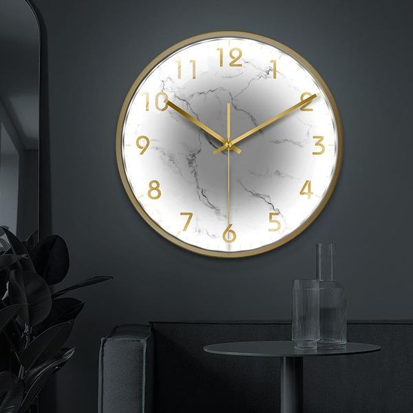 

wall clocks minimalist clock luxury home kitchen silent scanning luminous modern design living wandklok decoration