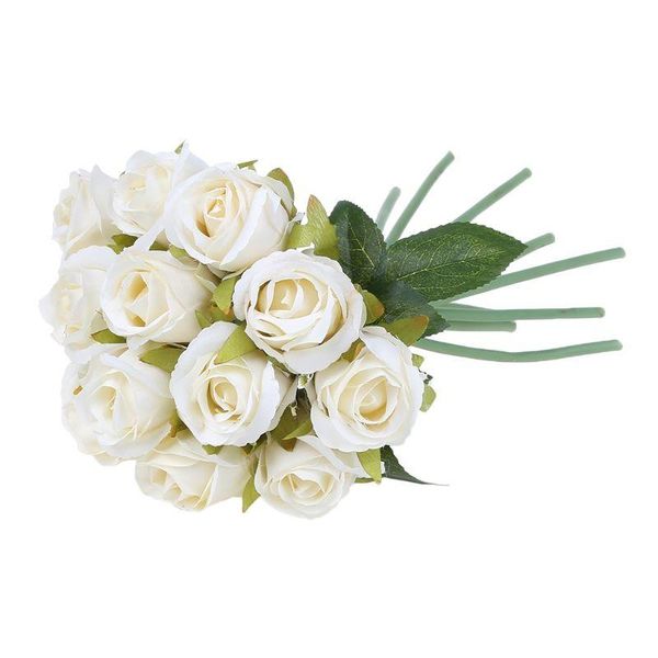 

heads simulation artificial rose flower silk bouquet wedding party home decor beauty 67jb decorative flowers & wreaths